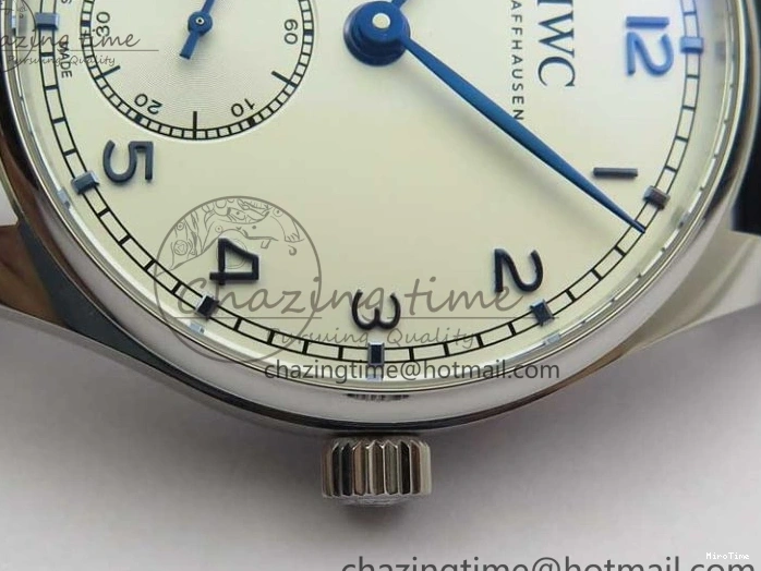 MIROTIME 0411 Packable Portuguese IW358304 ZF 1:1 Best Edition SS White Dial Blue Markers on Leather Strap A 7079